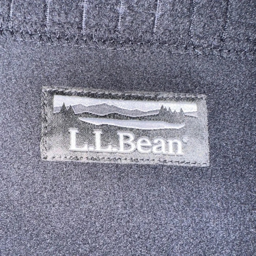 LL Bean Mens Quarter Zip Grid Fleece Pullover Black‎ Textured Jacket 1333